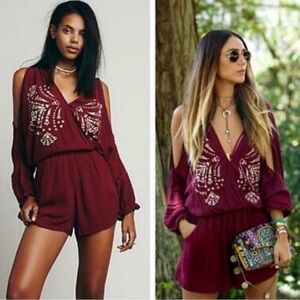 Free people burgundy romper